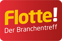 Logo „Flotte!“ in weiß, rot und schwarz.