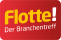 Logo „Flotte! Der Branchentreff“ in Gelb und Rot.