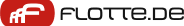 Logo „Flotte!“ in weiß, rot und schwarz.